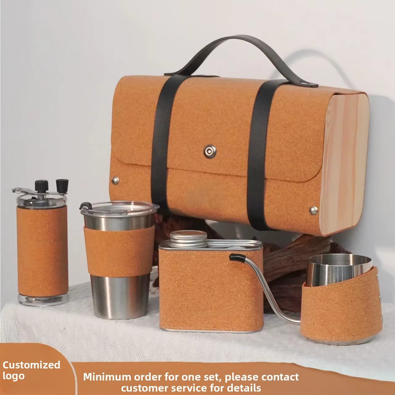 High-End Light Luxury Retro Brushed/Polished Hand-Brewed Coffee Pot Gift Set Custom Hand-Cranked Grinder Outdoor Coffee Set