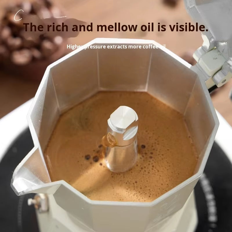 Aluminum Alloy Moka Pot Double Valve Coffee Maker Handheld Portable Mini Moka Pot for Brewing Coffee