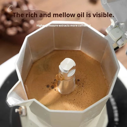 Aluminum Alloy Moka Pot Double Valve Coffee Maker Handheld Portable Mini Moka Pot for Brewing Coffee