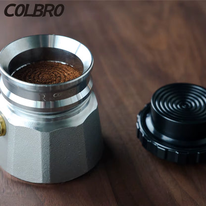 COLBRO Stainless Steel Portable Moka Pot Coffee Maker Set with Dosing Ring Funnel & Tamper All-In-One Home Barista Espresso Kit