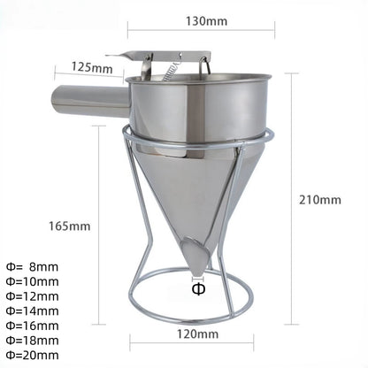 Tecfd 1.2L Stainless Steel Battery Dispenser Funnel Model HF1.2 with Stand and Manual Control Lever for Decorative Use