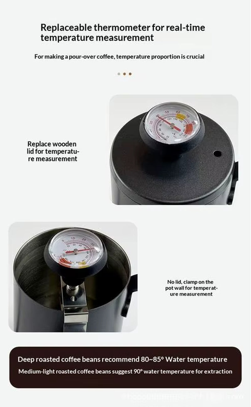 Cross-Border Pour Over Kettle - 304 Stainless Steel with Solid Wood Handle, Modern Minimalist Gooseneck Design