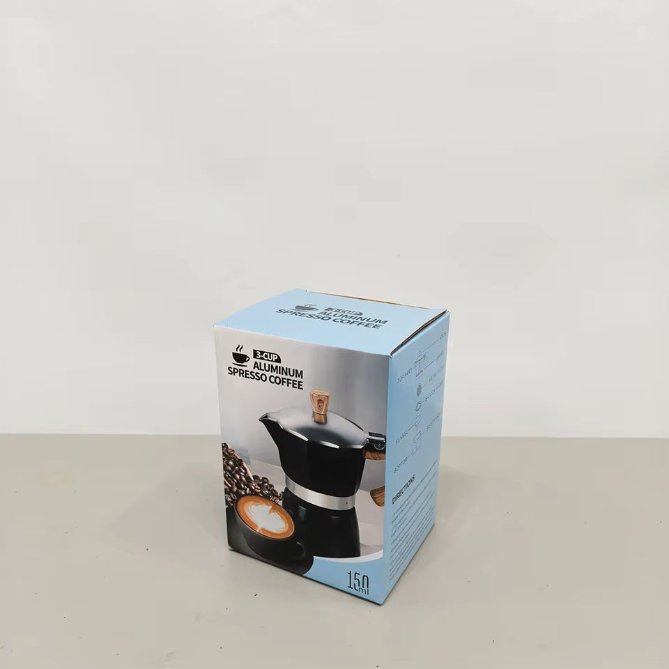 MKY3TZ-R-W Italian Aluminum Moka Pot European-Style Coffee Maker Octagonal Design