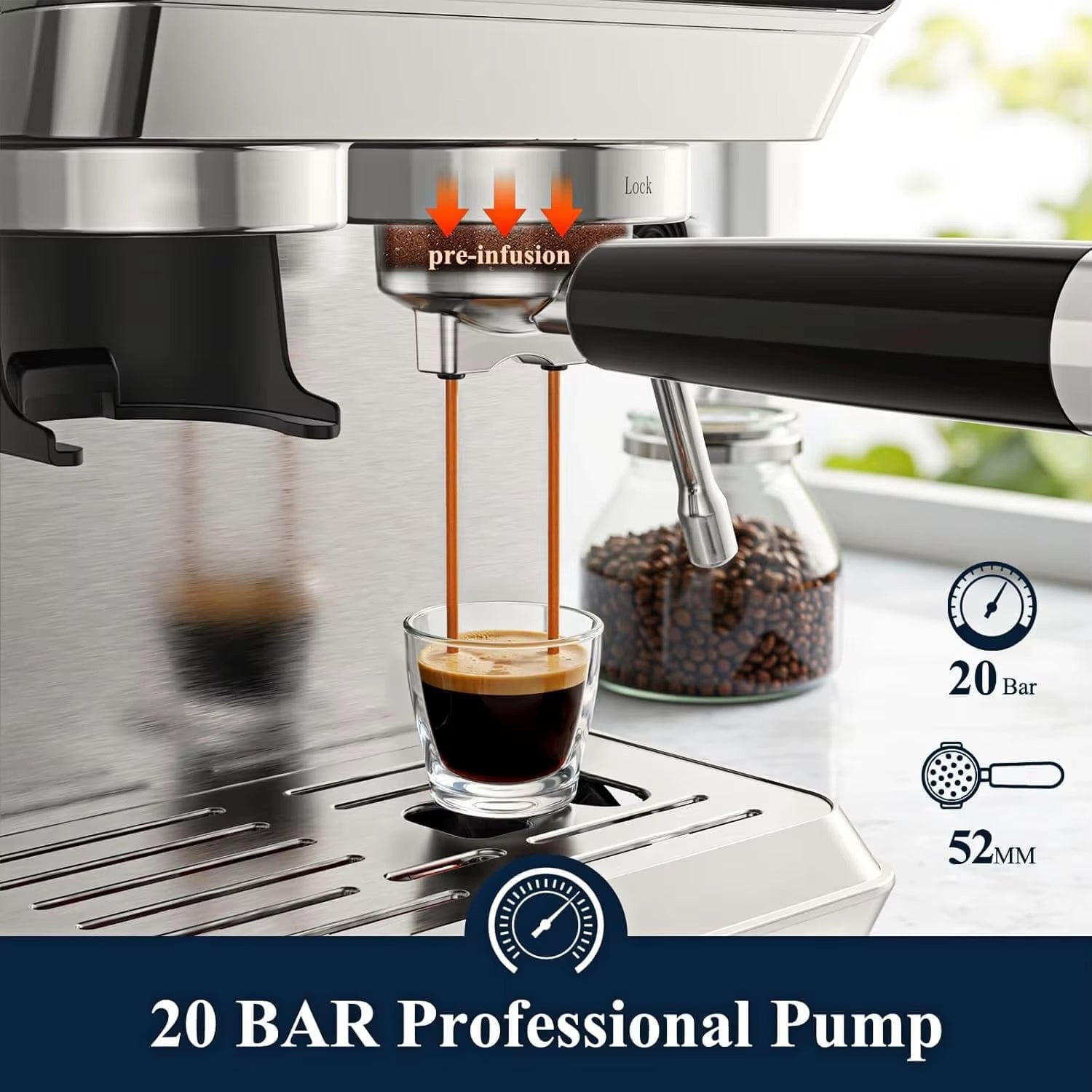 CAFELFFE MK-903 Espresso Machine with Integrated Grinder, Milk Frother, Cold Extraction, Touchscreen Control, 1500W - Ideal for Home and Office Use