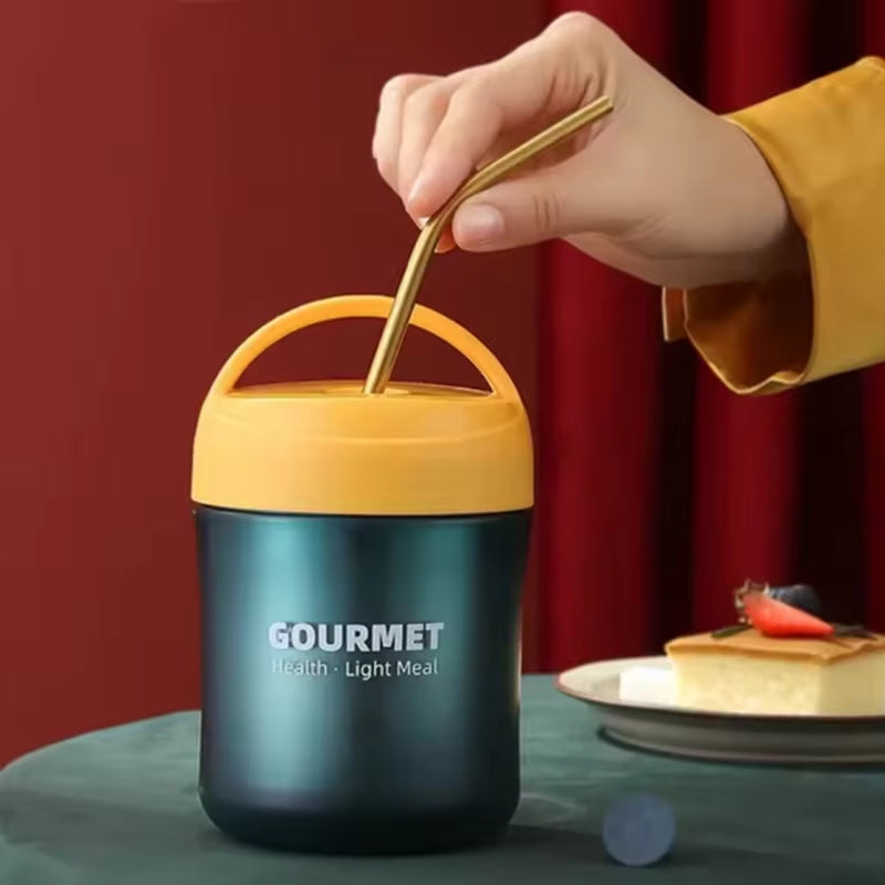 500Ml Camping Portable Stainless Steel Thermal Hot Porridge Cup Food Container Drink Bottle with Lid Soup Cup Breakfast Mug