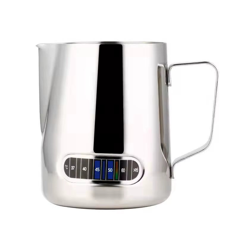 Stainless Steel Milk Frothing Pitcher with Precision Spout - Professional Grade Measuring Cup for Coffee Art