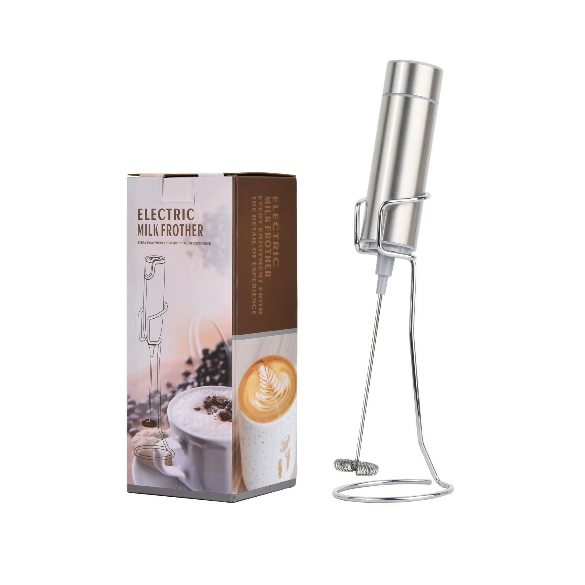 Stainless Steel Electric Milk Frother Egg Beater and Mini Coffee Stirrer Dry Battery Operated for Household Use
