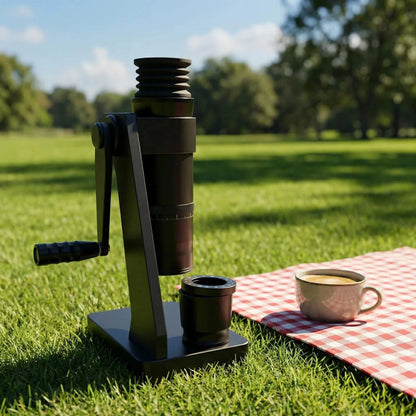 Titanium-Coated 63mm Ghost Tooth Conical Burr Manual Coffee Grinder for Home and Outdoor Use