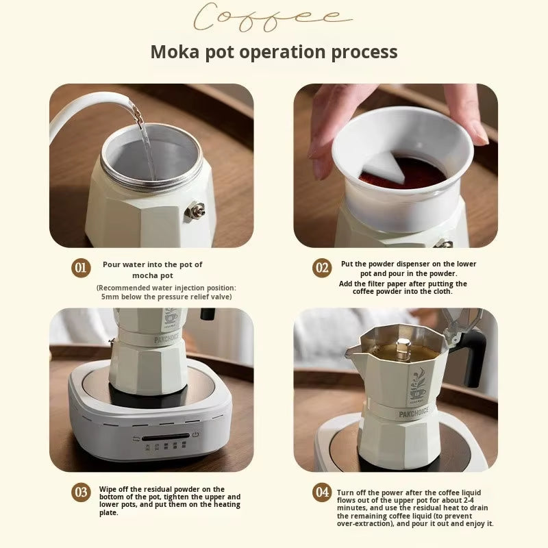 Aluminum Alloy Moka Pot Double Valve Coffee Maker Handheld Portable Mini Moka Pot for Brewing Coffee