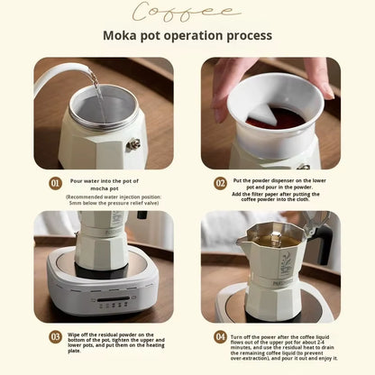 Aluminum Alloy Moka Pot Double Valve Coffee Maker Handheld Portable Mini Moka Pot for Brewing Coffee