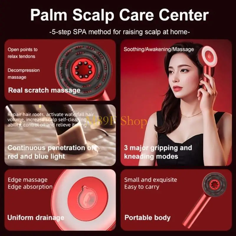 M89F Vibrating Microcurrent Scalp Massager Comb for Women - Hair Growth Stimulator and Oil Application Brush