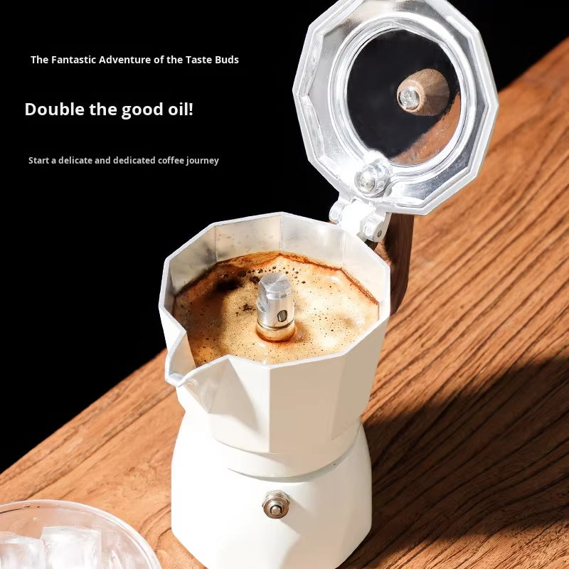 Moka Pot with Double Valves Set Small Extractor Hand Brew Coffee Pot Set Italian Coffee Outdoor Electric Pottery for Coffee Shop