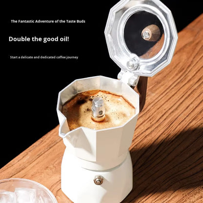 Moka Pot with Double Valves Set Small Extractor Hand Brew Coffee Pot Set Italian Coffee Outdoor Electric Pottery for Coffee Shop