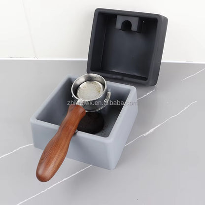 New Design Square Fully Silicone Silent Coffee Bin Coffee Knock Box for Espresso Coffee
