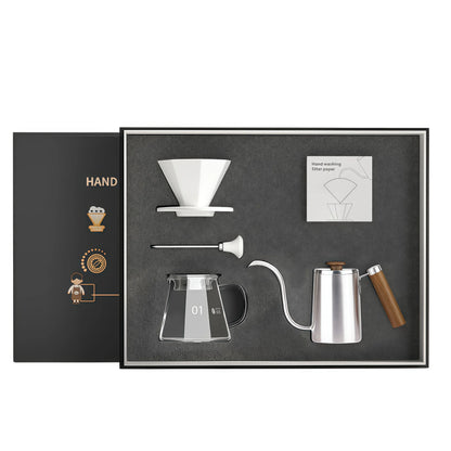 Hand Brew Coffee Gift Set with Dripper Kettle and Filter for Home Baristas and Coffee Lovers