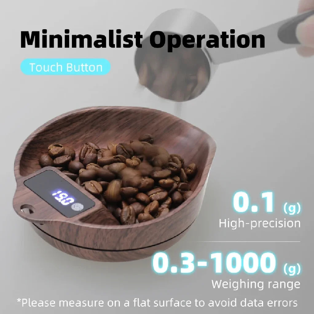 Precision Electronic Coffee Scale with 0.1G Accuracy for Espresso and Bean Measurement - Featuring ABS Display Tray and Essential Barista Accessory