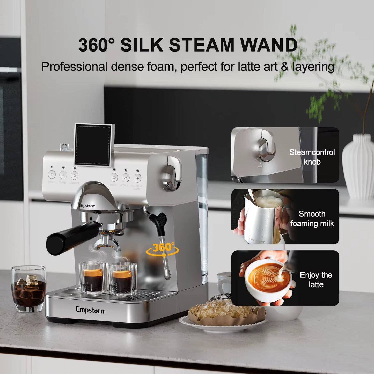 CB2 Aluminum Electric Semi-Automatic Cold Brew Espresso Coffee Maker with Temperature Control for Portable Hotel Use