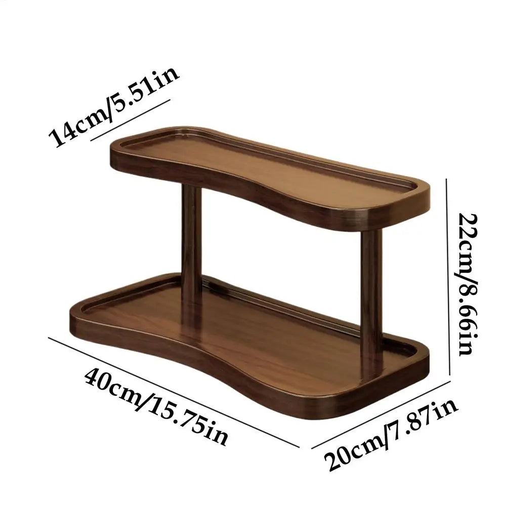 2-Tier Wooden Desktop Organizer for Cosmetics, Beverage Mugs, and Fragrance Display