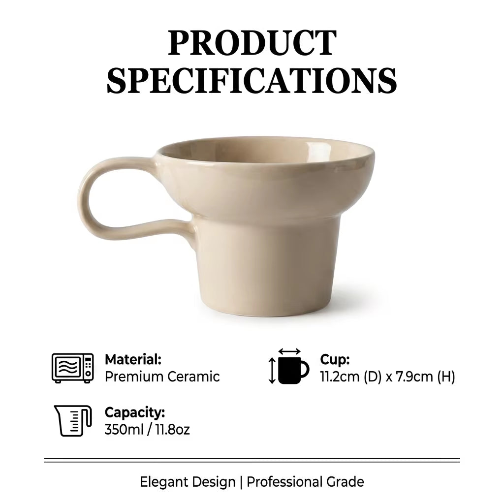 Bloomsip Nordic Beige Chubby Ceramic Coffee Mugs Stackable Porcelain Food Grade Dishwasher Microwave Safe Gift Custom Logo OEM