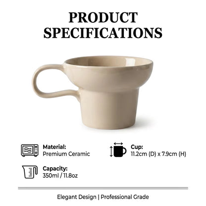 Bloomsip Nordic Beige Chubby Ceramic Coffee Mugs Stackable Porcelain Food Grade Dishwasher Microwave Safe Gift Custom Logo OEM