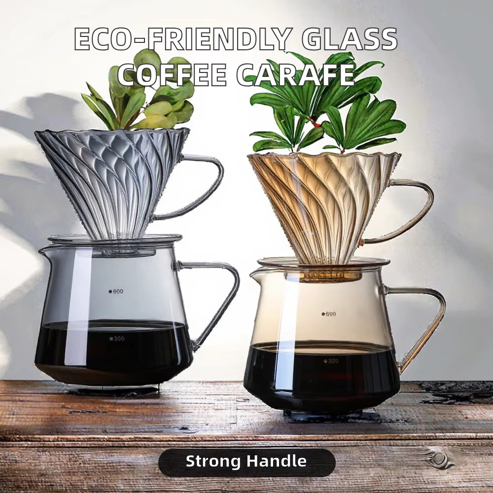 ONE COFFEE ODM Eco-Friendly Glass Carafe 550Ml Durable Handle Integrated Coffee Dripper Serving Server Tea Stocked Europe
