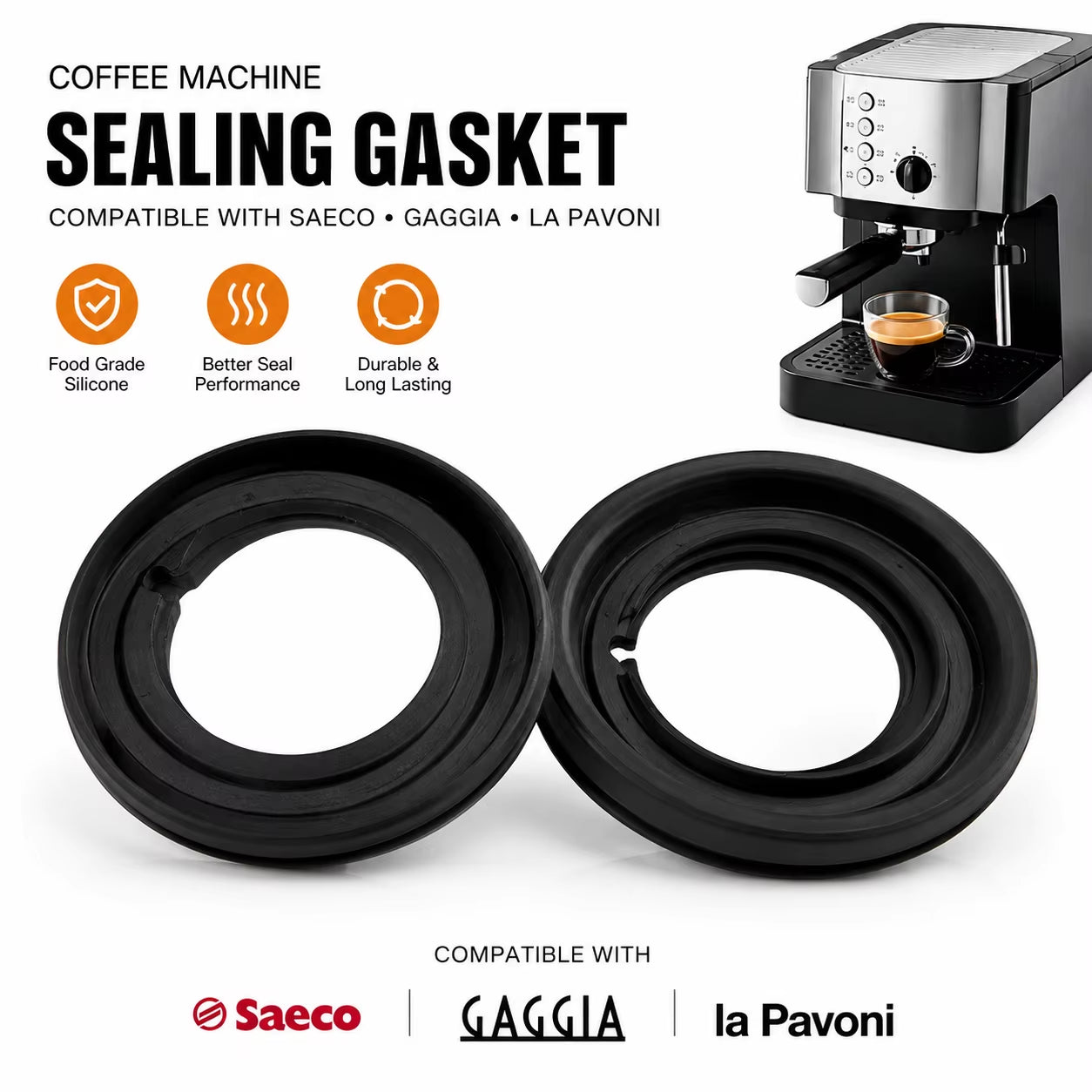 Custom Food-Grade EPDM Silicone Rubber O-Ring Sealing Gasket for Saeco, Gaggia, and La Pavoni Espresso Machines