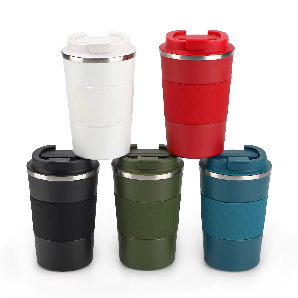 380ml Insulated Travel Coffee Mug with Leakproof Lid - Vacuum-Sealed Stainless Steel Double-Walled Thermal Car Tumbler