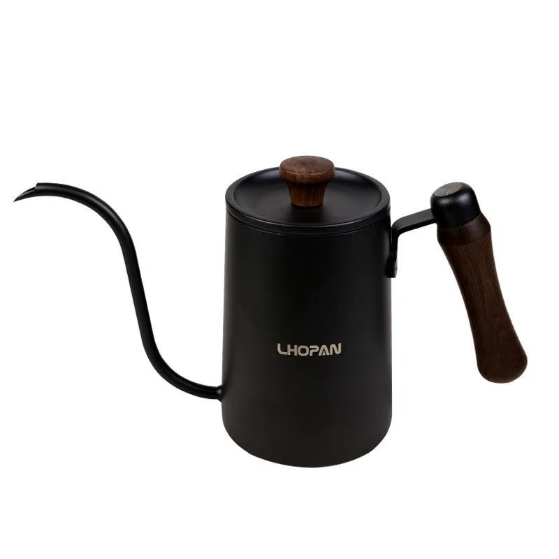 Cross-Border Pour Over Kettle - 304 Stainless Steel with Solid Wood Handle, Modern Minimalist Gooseneck Design