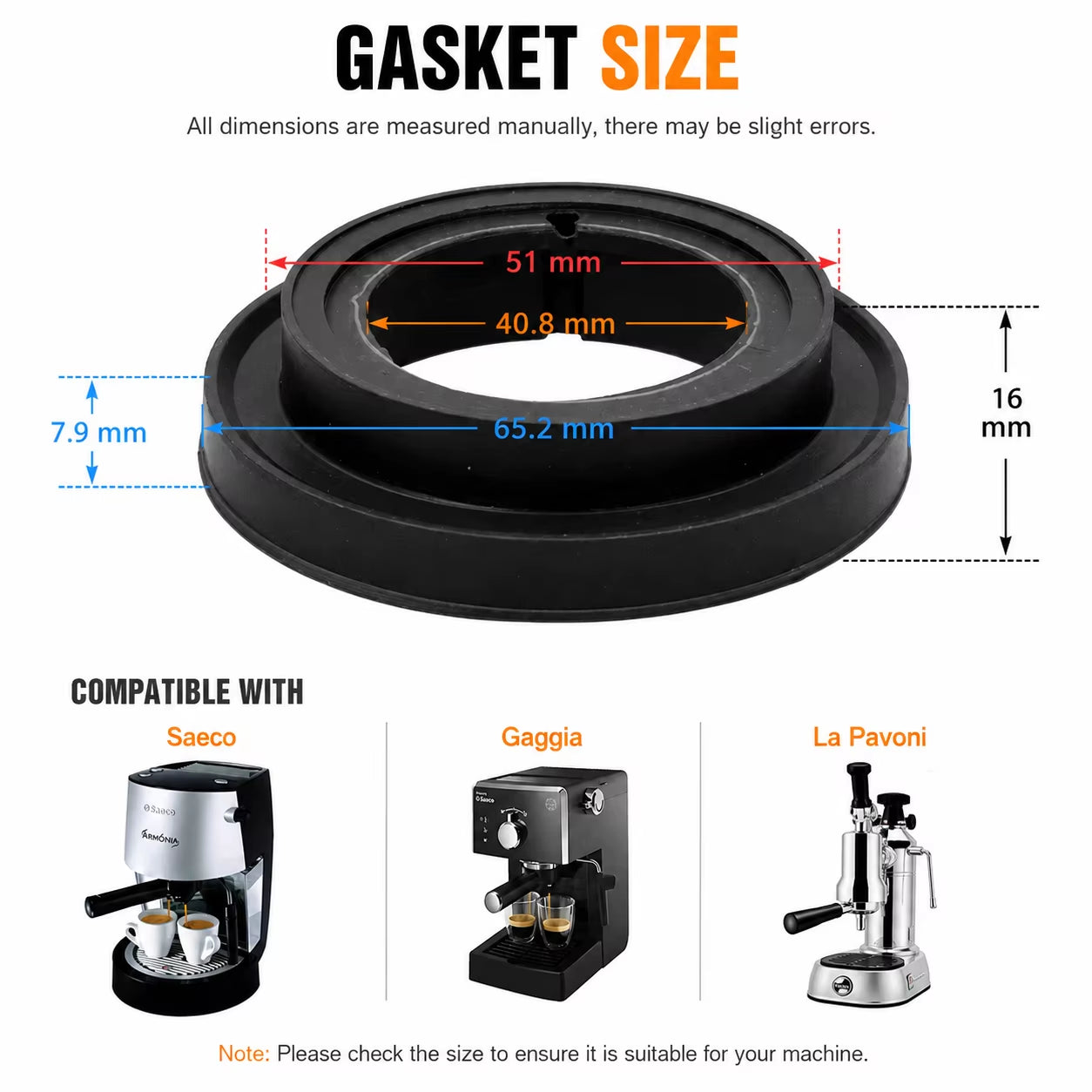 Custom Food-Grade EPDM Silicone Rubber O-Ring Sealing Gasket for Saeco, Gaggia, and La Pavoni Espresso Machines