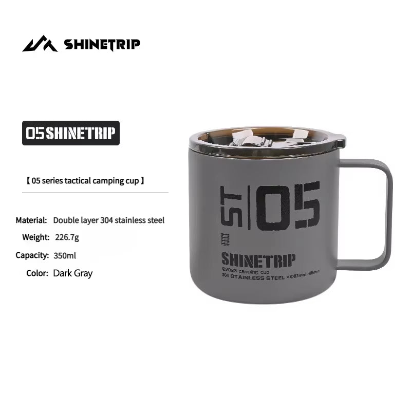 Shinetrip 350ML Double-Layer Insulated Stainless Steel Mug for Outdoor Camping and Hiking, Waterproof and Heat-Resistant
