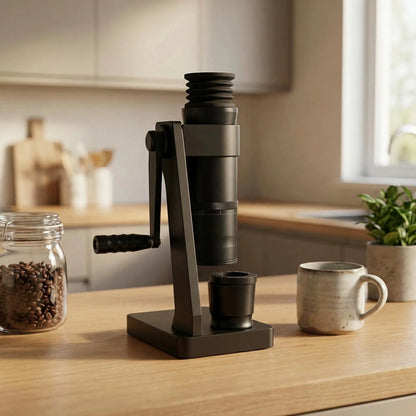 Titanium-Coated 63mm Ghost Tooth Conical Burr Manual Coffee Grinder for Home and Outdoor Use