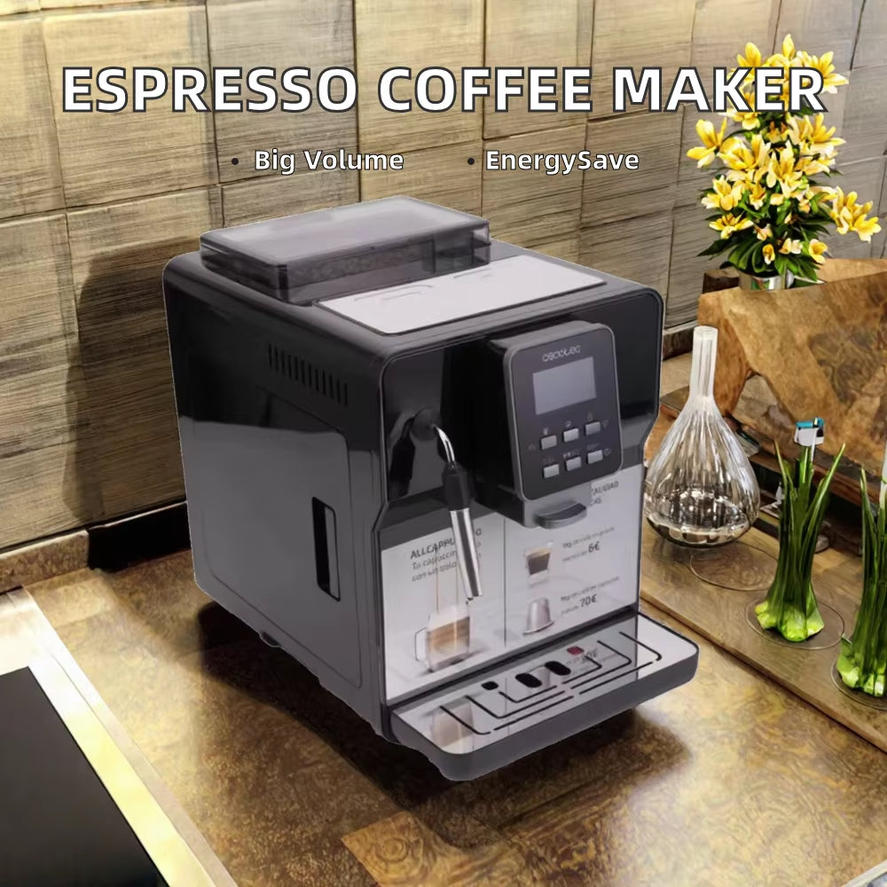 Energy Saving 20 Oz Household Espresso Coffee Vending Machine Semi-Automatic Large Capacity Freshly Ground Brushed Stainless 40