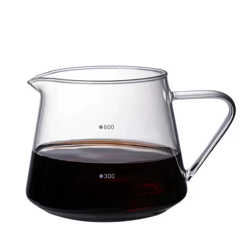 ONE COFFEE ODM Eco-Friendly Glass Carafe 550Ml Durable Handle Integrated Coffee Dripper Serving Server Tea Stocked Europe