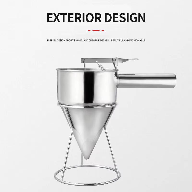 Tecfd 1.2L Stainless Steel Battery Dispenser Funnel Model HF1.2 with Stand and Manual Control Lever for Decorative Use