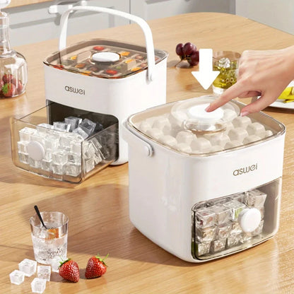 48-Cube Ice Maker with Easy-Press Lid - Dual Layer Design for Homemade Frozen Treats and Beverages, Essential Kitchen Tool