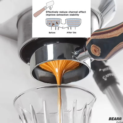 BEARR Reusable Stainless Steel Coffee Powder Hammer Wooden Handle Adjustable Depth Constant 30Lb Horizontal Calibration Press