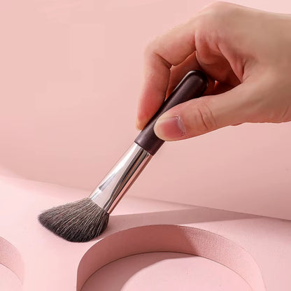Premium Mini Coffee Makeup Brush Set with Goat Hair in Travel Bag - Fluffy Facial Brushes from Private Label Factory for Direct Wholesale Supply
