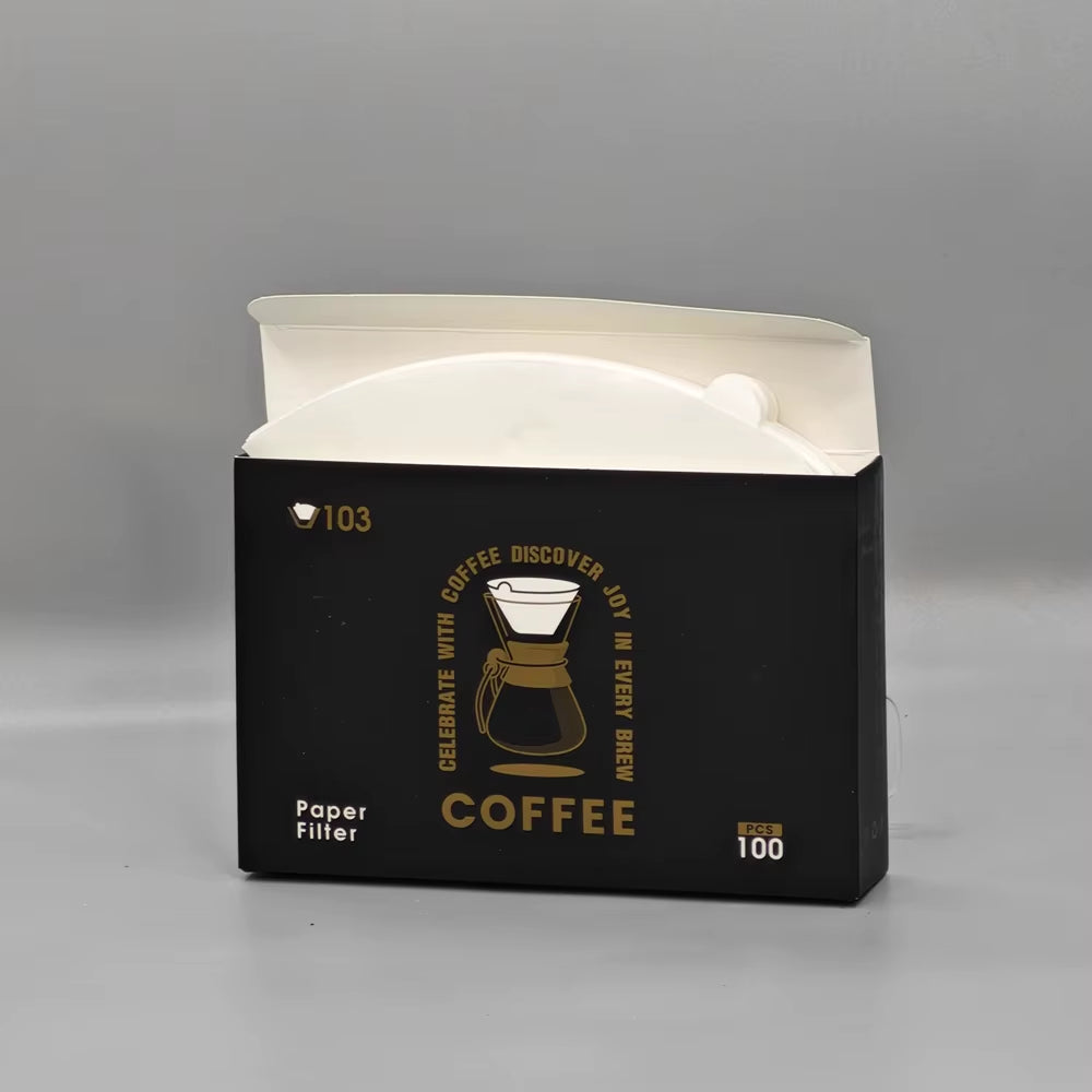 Flat Bottom Origami Drip Coffee Filter Paper for Optimal Extraction, 100 Pieces per Pack