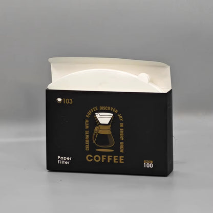 Flat Bottom Origami Drip Coffee Filter Paper for Optimal Extraction, 100 Pieces per Pack