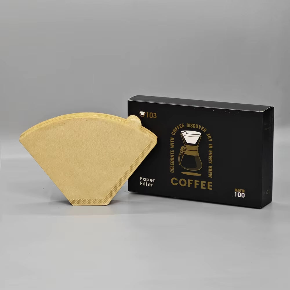 Flat Bottom Origami Drip Coffee Filter Paper for Optimal Extraction, 100 Pieces per Pack