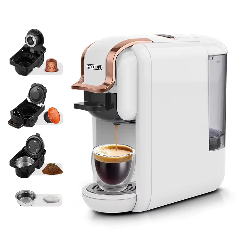 CAFELFFE 4-in-1 Coffee Capsule Machine with Hot and Cold Brewing Options, 20 Bar Pressure, Compatible with NS*DG*ESE Pods and Ground Coffee, for Large or Small Cups
