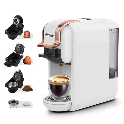 CAFELFFE 4-in-1 Coffee Capsule Machine with Hot and Cold Brewing Options, 20 Bar Pressure, Compatible with NS*DG*ESE Pods and Ground Coffee, for Large or Small Cups