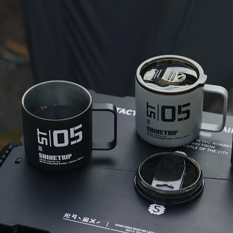 Shinetrip 350ML Double-Layer Insulated Stainless Steel Mug for Outdoor Camping and Hiking, Waterproof and Heat-Resistant