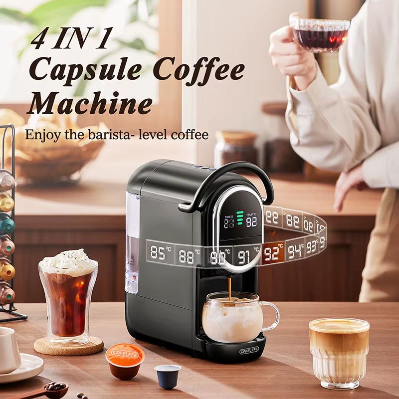 4-in-1 Capsule Coffee Machine with 20 Bar Pressure, 7-Level Water Adjustment, Hot & Cold Brew Function, 600ml Tank for Home and Office Use
