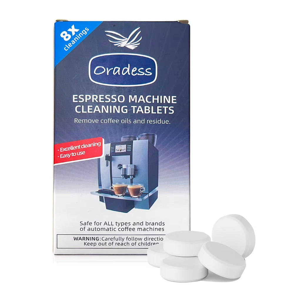Oradess Espresso Machine Cleaning Tablets with Lemon Extract for Efficient Oil Residue Removal and Quick Descaling