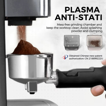 CAFELFFE Electric Coffee Grinder with Strainer Container, 48 Adjustable Grinding Settings, Antistatic Function, Durable Plastic and Metal Construction