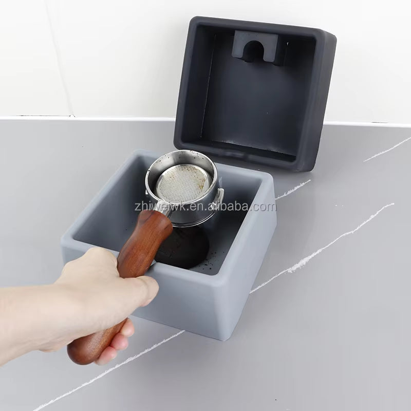 New Design Square Fully Silicone Silent Coffee Bin Coffee Knock Box for Espresso Coffee