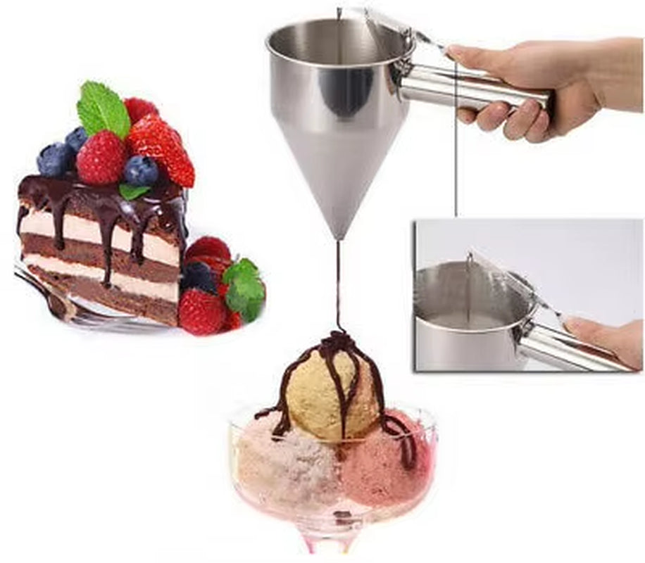 Tecfd 1.2L Stainless Steel Battery Dispenser Funnel Model HF1.2 with Stand and Manual Control Lever for Decorative Use