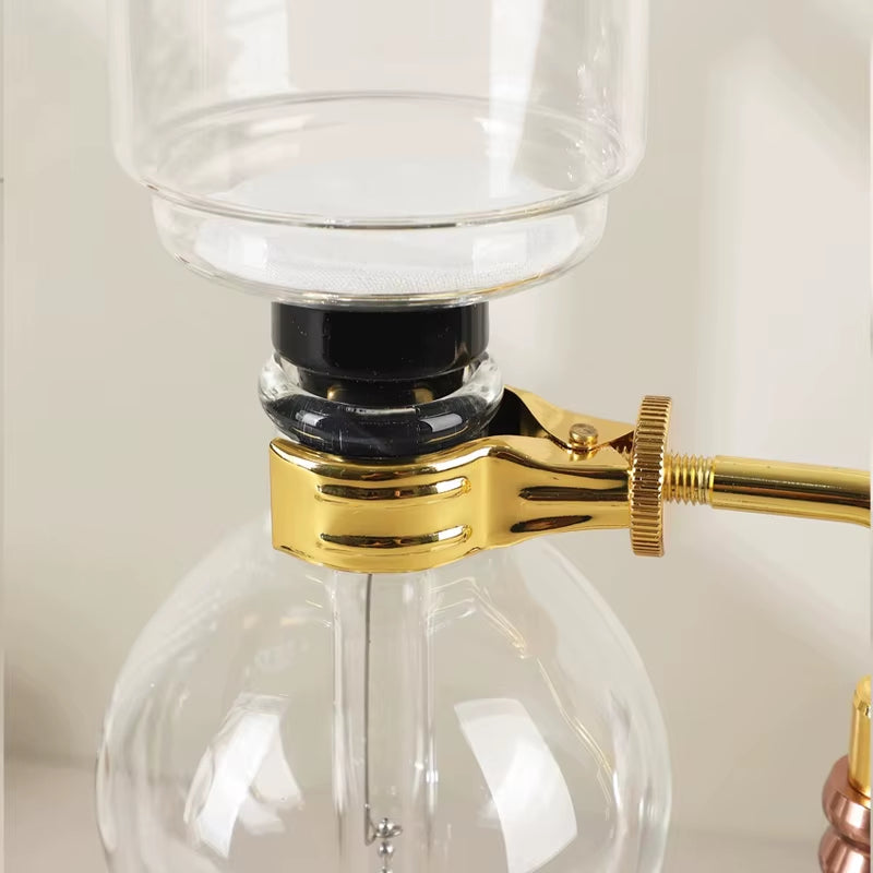 Modern Minimalist Filter-Free Siphon Coffee Maker Home-Use Brewing Set Transparent Glass Stainless Steel Components 3/5 Cup