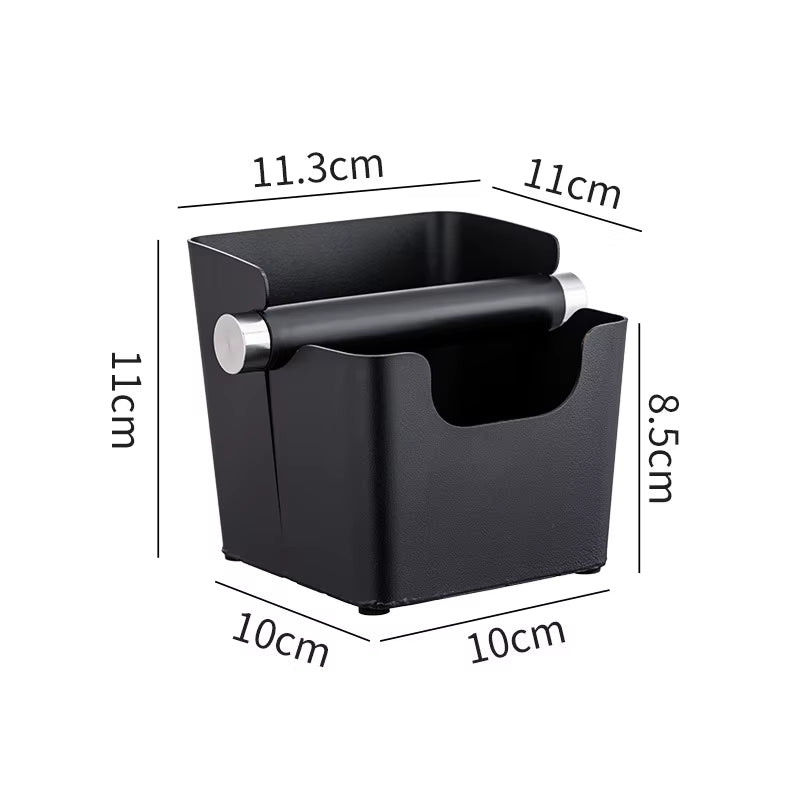 Round Square Stainless Steel Coffee Grounds Knock Box Bucket with Removable Knock Bar and Non-Slip Base Accessories